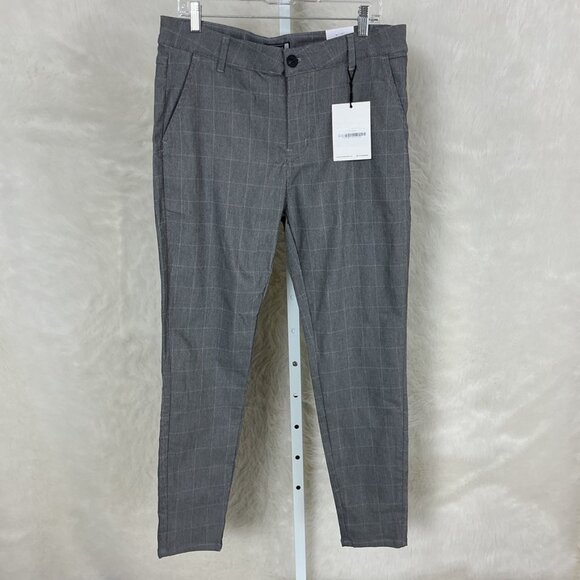 Icon Amsterdam Gray Check The Siena Trousers Slim Fit Tapered Leg NWT 36 - Picture 1 of 5